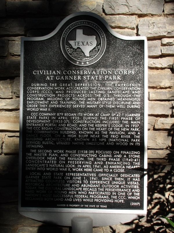 Civilian Conservation Corps at Garner State Park Marker image. Click for full size.