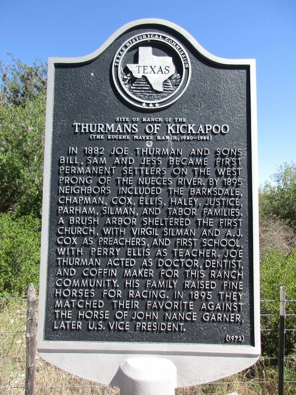 Site of Ranch of the Thurmans of Kickapoo Marker image. Click for full size.