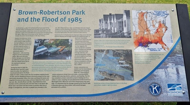 Brown-Robertson Park and the Flood of 1985 Marker image. Click for full size.