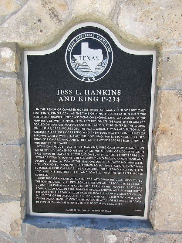 Jess L. Hankins and King P-234 Marker image. Click for full size.