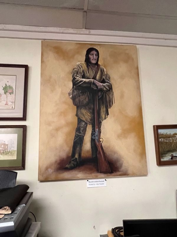 Painting of David Crockett made to look like an Indian image. Click for full size.