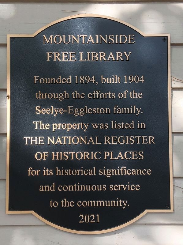 Mountainside Library Plaque. Click for full size. Mountainside Library Plaque image. Click for full size.