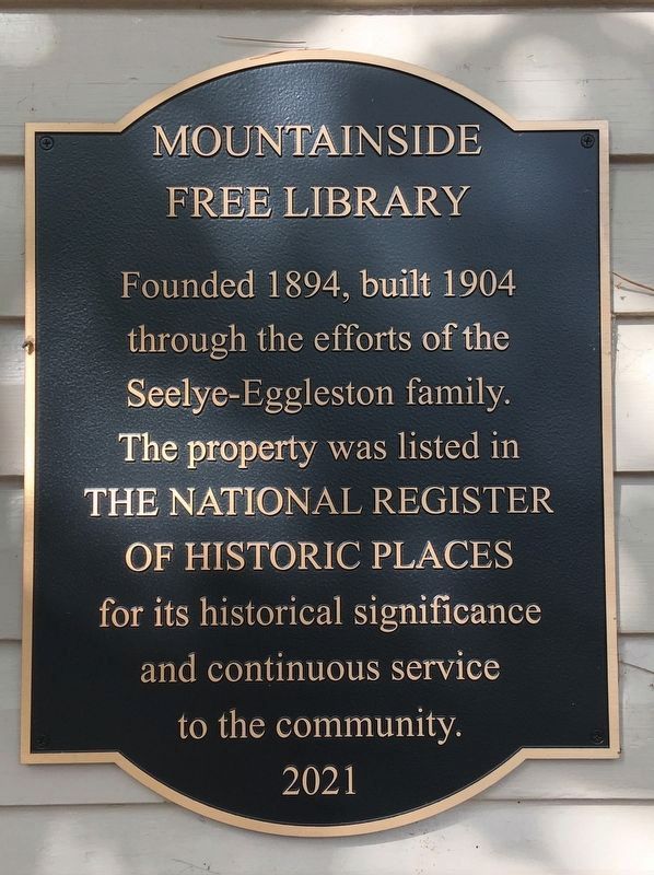 Mountainside Library Plaque image. Click for full size.