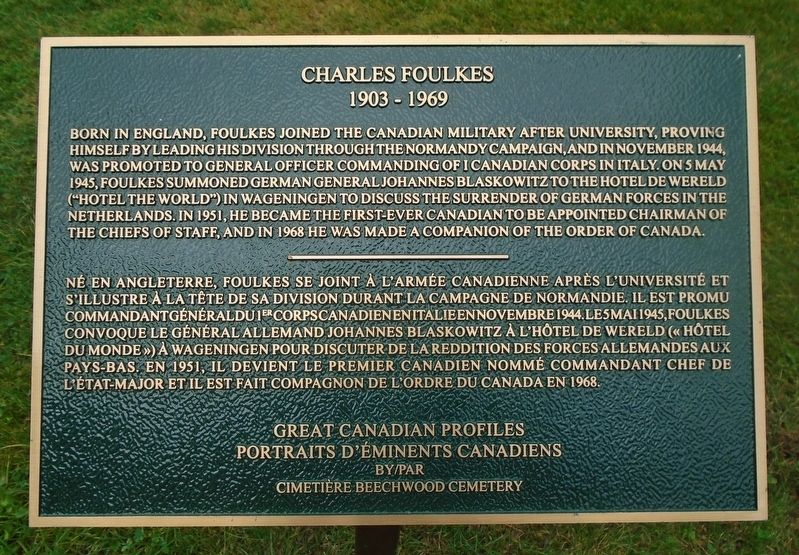 Charles Foulkes Marker image. Click for full size.
