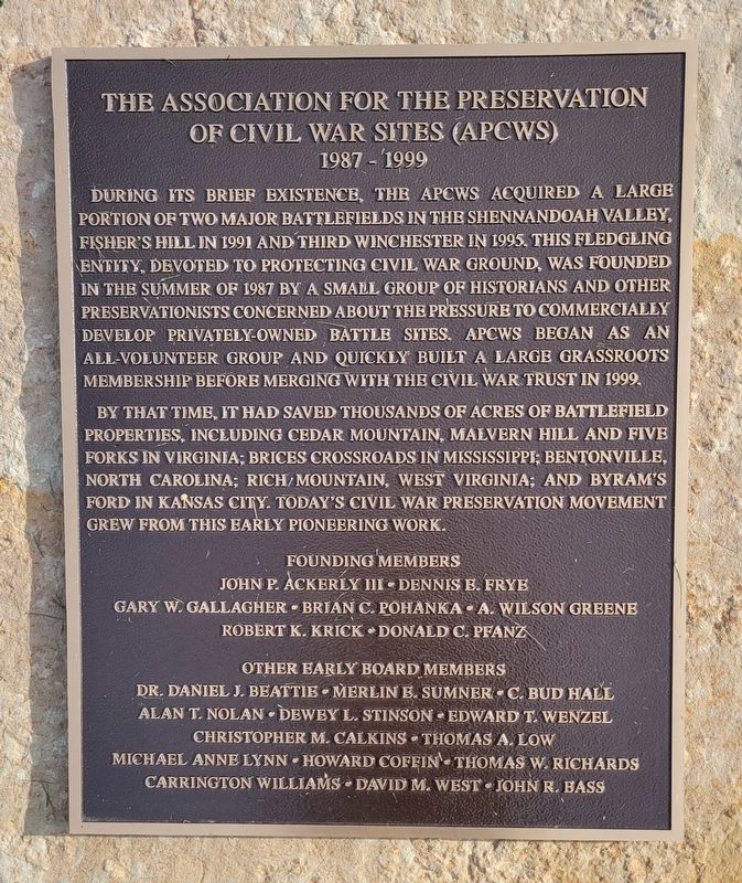 The Association for the Preservation of Civil War Sites (APCWS) Marker image. Click for full size.