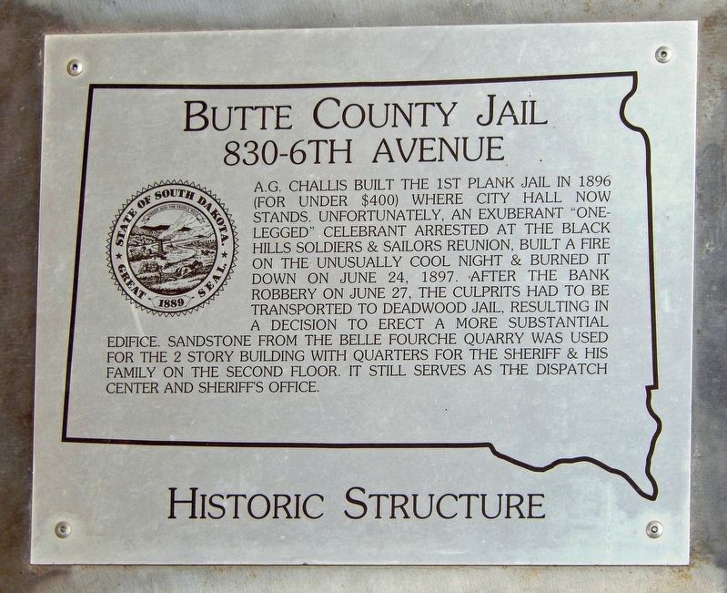 Butte County Jail Marker image. Click for full size.