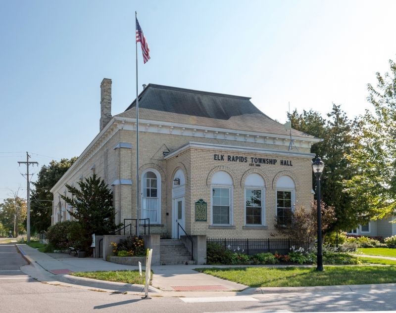 Elk Rapid Township Hall and Marker. Click for full size. Elk Rapid Township Hall and Marker image. Click for full size.