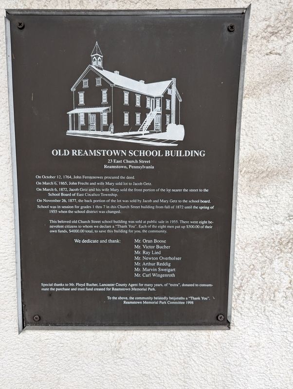 Old Reamstown School Building Marker image. Click for full size.