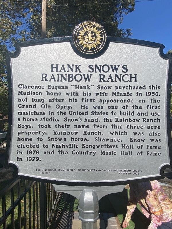 Hank Snows Rainbow Ranch Marker image. Click for full size.