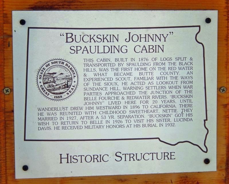 "Buckskin Johnny" Spaulding Cabin Marker image. Click for full size.