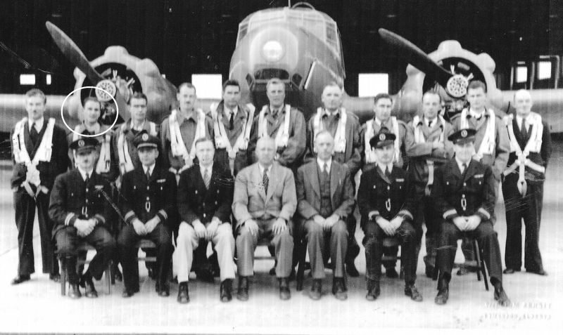 Antonio (circled) posing with Canadian and American pilots, Albert. Date unknown. image. Click for full size.
