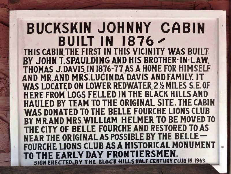 Buckskin Johnny Cabin Built in 1876 Marker image. Click for full size.