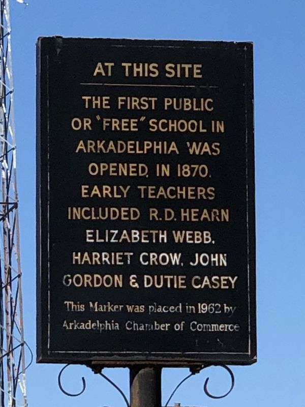 First Public School in Arkadelphia Marker image. Click for full size.