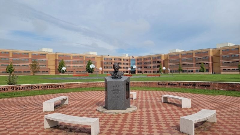The view of the General Brehon Burke Somervell Marker at the Army Sustainment University. Click for full size. The view of the General Brehon Burke Somervell Marker at the Army Sustainment University image. Click for full size.