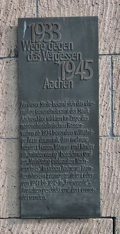 Mord an Behinderten / The Murder of the Disabled Marker image. Click for full size.