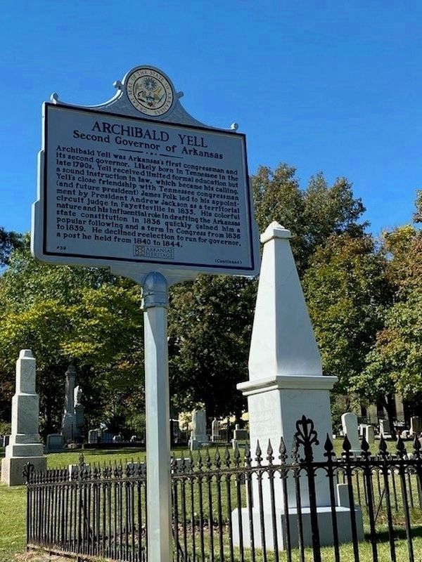 Archibald Yell Marker and gravesite. Click for full size. Archibald Yell Marker and gravesite image. Click for full size.