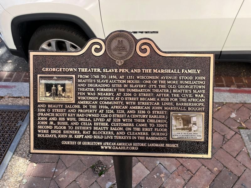 Georgetown Theater, Slave Pen, and the Marshall Family Marker image. Click for full size.