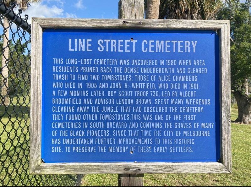Line Street Cemetery Marker image. Click for full size.