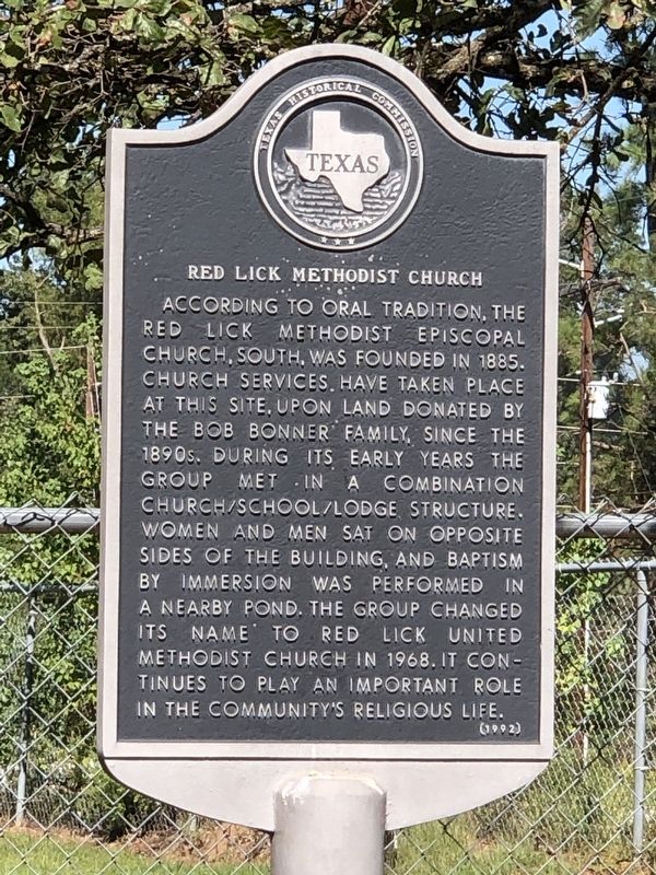 Red Lick Methodist Church Marker image. Click for full size.