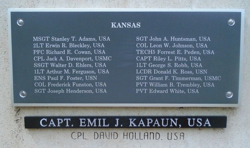 Kansas Medal of Honor Recipients Marker image. Click for full size.