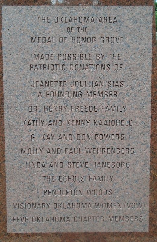 Oklahoma Medal of Honor Sponsors Marker. Click for full size. Oklahoma Medal of Honor Sponsors Marker image. Click for full size.