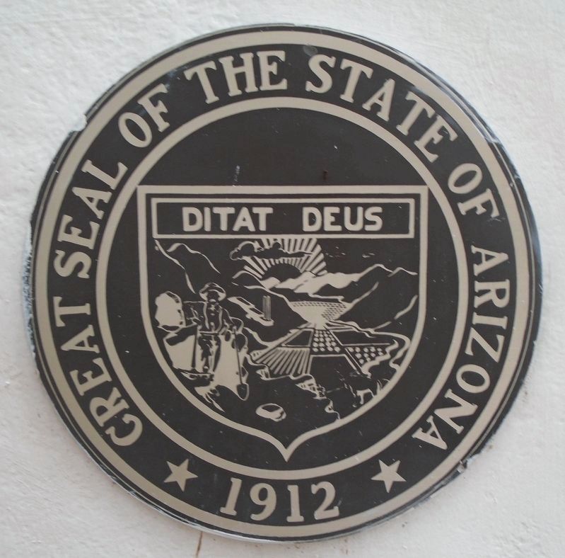 Arizona State Seal on Memorial Obelisk. Click for full size. Arizona State Seal on Memorial Obelisk image. Click for full size.