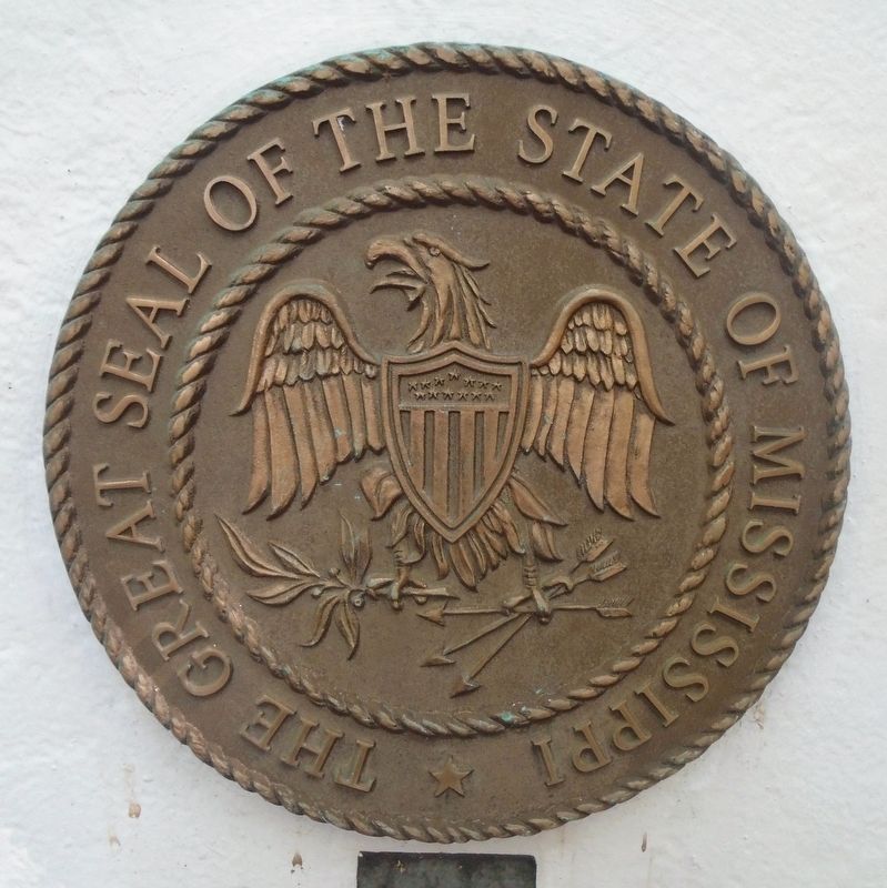 Mississippi State Seal on Memorial Obelisk image. Click for full size.