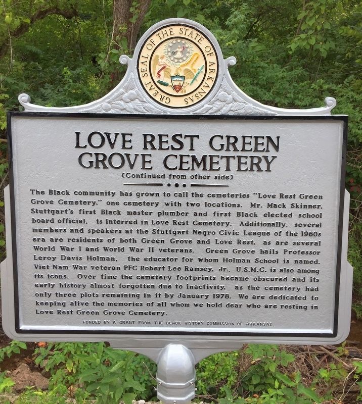 Love Rest Green Grove Cemetery side of marker image. Click for full size.