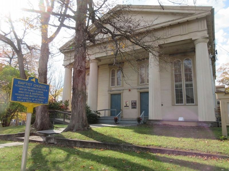 Baptist Church Marker in front of the Trumansburg Conservatory of Fine Arts. Click for full size. Baptist Church Marker in front of the Trumansburg Conservatory of Fine Arts image. Click for full size.