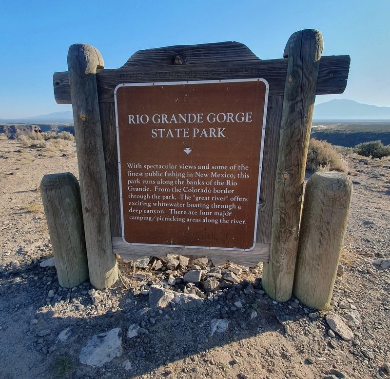 Rio Grande Gorge State Park Marker. Click for full size. Rio Grande Gorge State Park Marker image. Click for full size.