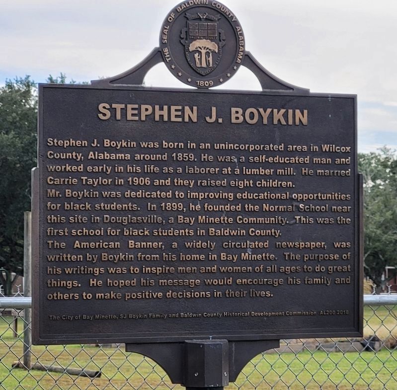 The Stephen J. Boykin side of the marker image. Click for full size.