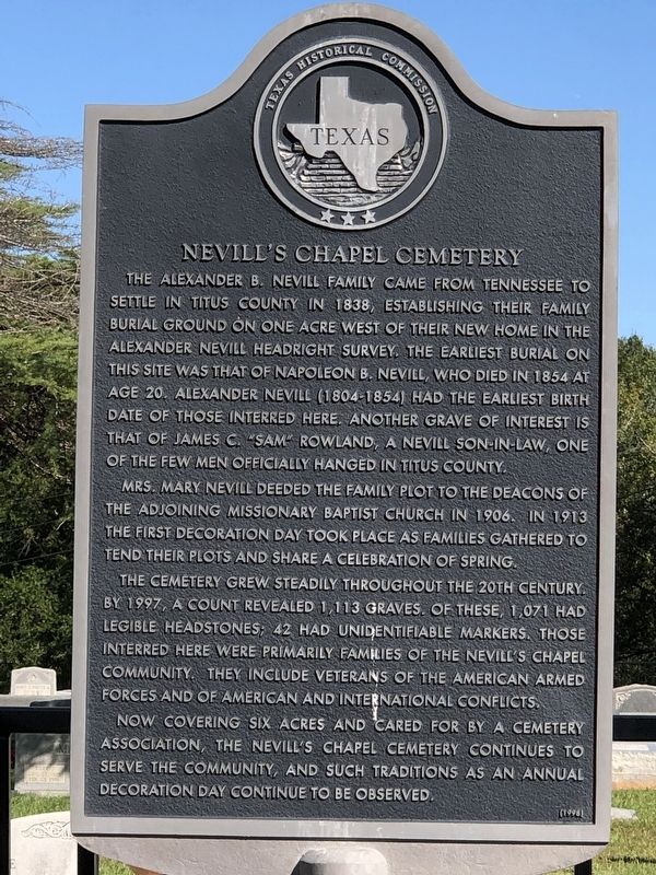 Nevill's Chapel Cemetery Marker image. Click for full size.