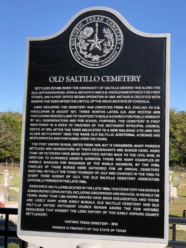 Old Saltillo Cemetery Marker image. Click for full size.