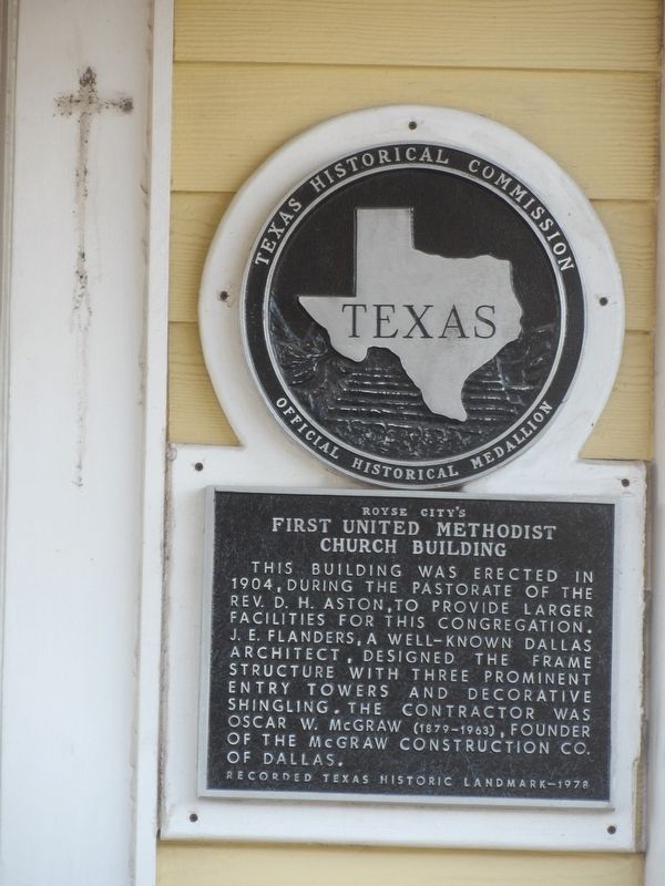 Royse City's First United Methodist Church Building Marker image. Click for full size.