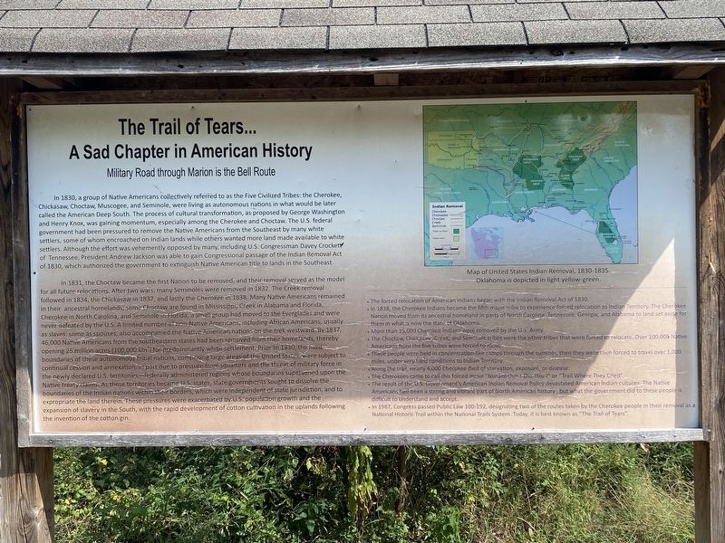 The Trail of Tears...A Sad Chapter in American History Marker image. Click for full size.