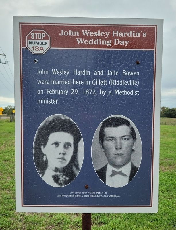 John Wesley Hardin's Wedding Day Marker image. Click for full size.