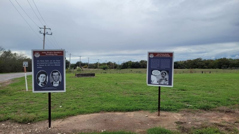 The John Wesley Hardin's Wedding Day Marker is the left of the two markers image. Click for full size.