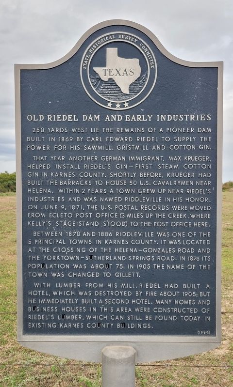 Old Riedel Dam and Early Industries Marker image. Click for full size.