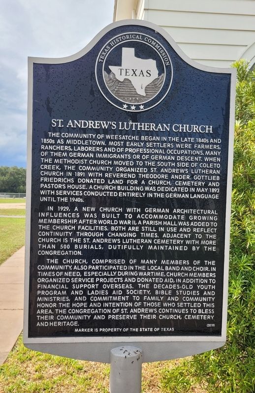 St. Andrew's Lutheran Church Marker image. Click for full size.