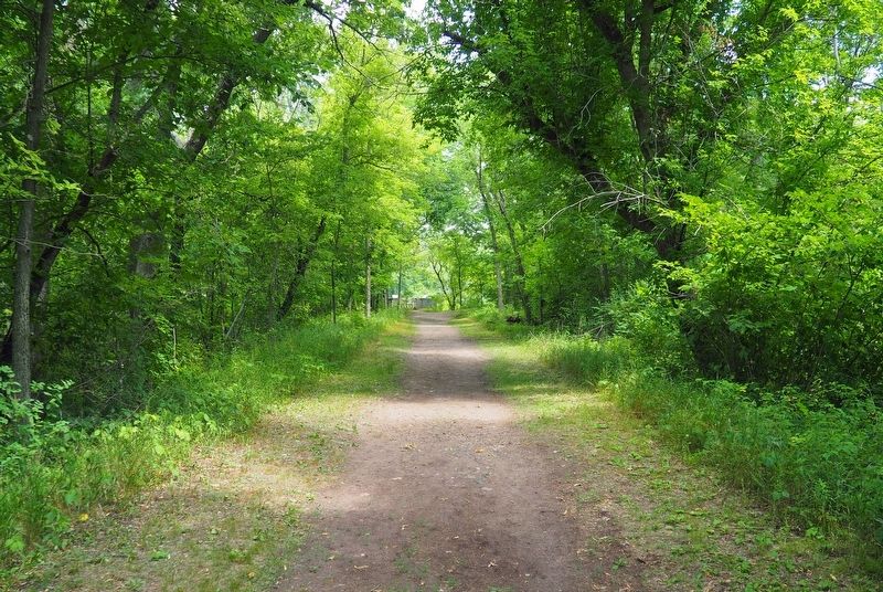 The trail to the Old Nevers Dam Site along the old earthen dike image. Click for full size.
