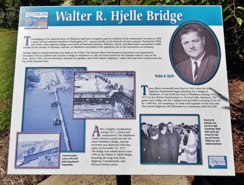 Walter R. Hjelle Bridge Marker image. Click for full size.