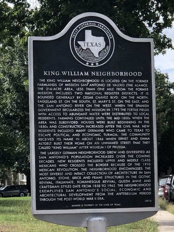 King William Neighborhood Marker image. Click for full size.
