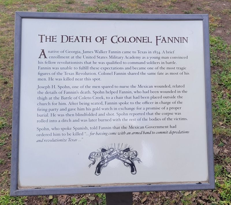 The Death of Colonel Fannin Marker image. Click for full size.