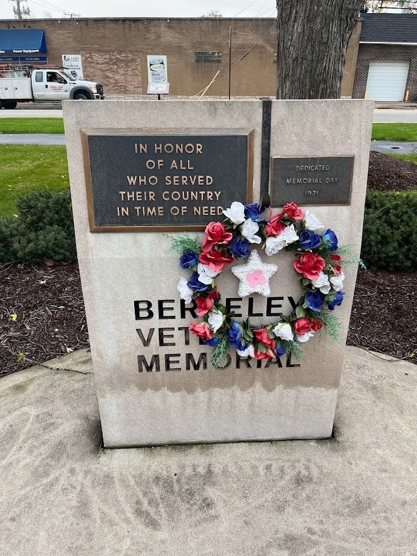 Berkeley Veterans Memorial Marker image. Click for full size.