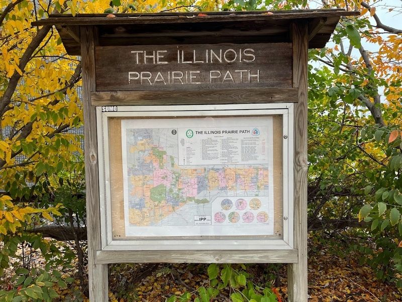 Illinois Prairie Path display case and map image. Click for full size.