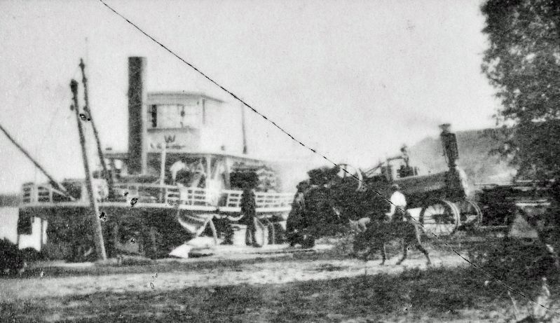 Marker detail: Case Tractor is unloaded off Ferry Boat image. Click for full size.
