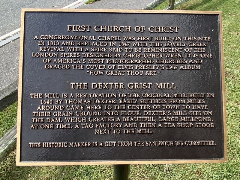 First Church of Christ / The Dexter Grist Mill Marker image. Click for full size.