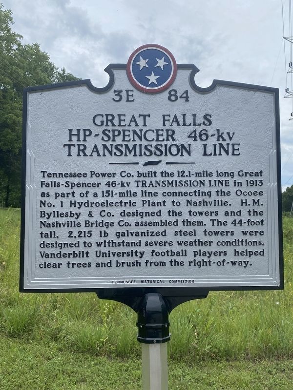 Great Falls HP-Spencer 46-kv Transmission Line Marker image. Click for full size.