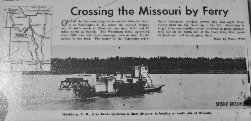 Marker detail: Crossing the Missouri by Ferry (article) image. Click for full size.