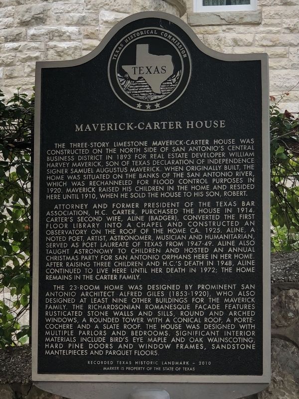 Maverick-Carter House Marker image. Click for full size.